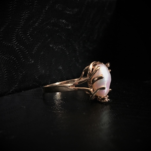 SOLD 14k Free Form Pearl Ring - Picture 2 of 8